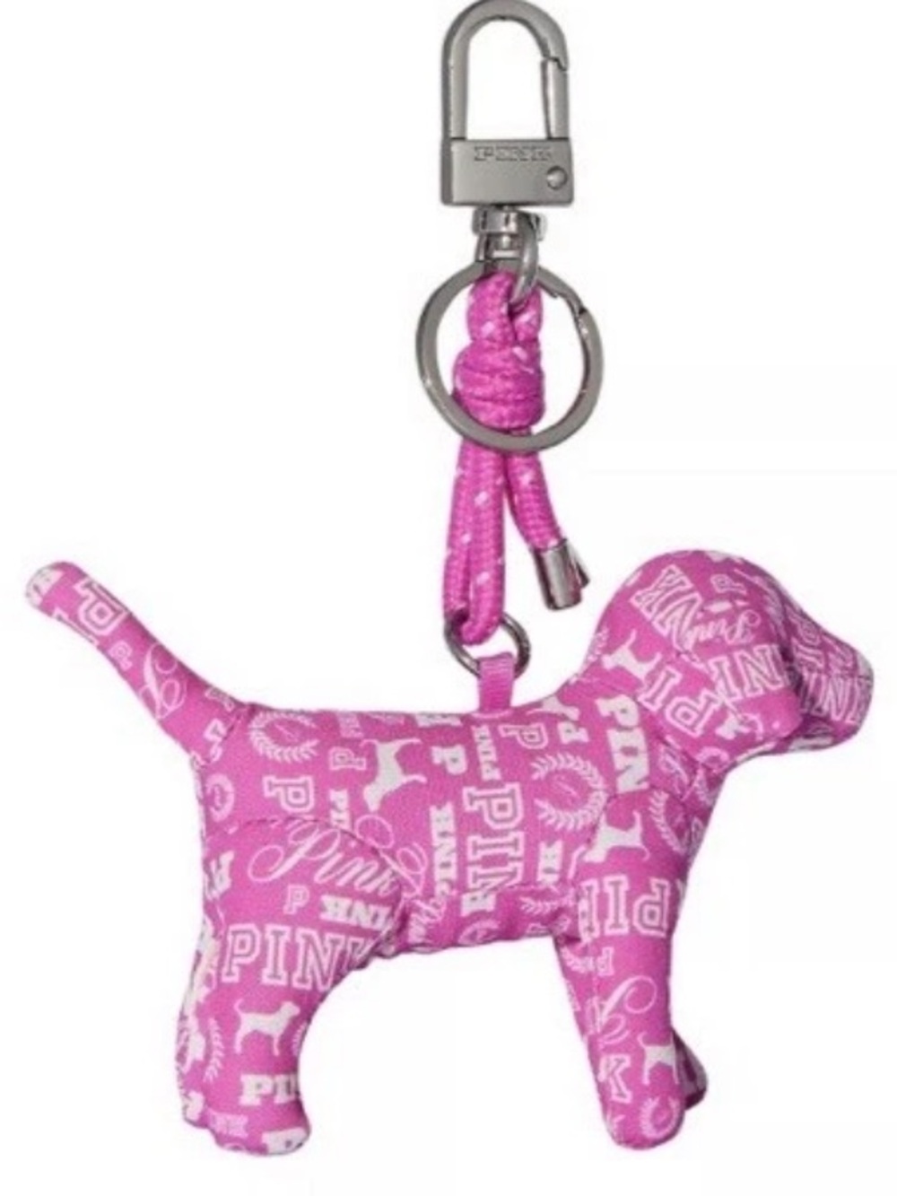 NWT Victoria’s Secret PINK Mini Dog Keychain Charm Puppy Logo Lanyard Love Heart